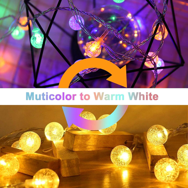 Chistmas String Fairy Lights Outdoor Waterproof, USB Powered Colorful 10 Modes 59FT 100LED Globe String Lights with Remote, Timer, for Outdoor/Indoor, Xmas Tree Deco