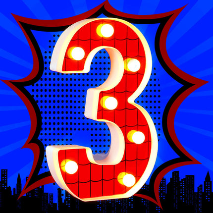 VIHOSE Spider LED Number Lights Spider Birthday Decoration Spider Light up Numbers Kids Boy Man Spider Birthday Party Supplies Marquee Night Light for Christmas Birthday Baby Shower(Number 3)
