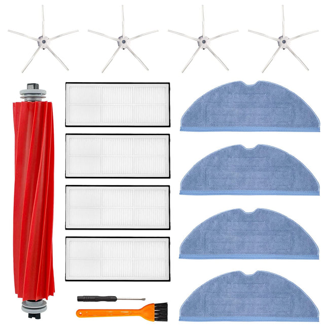 Accessories Kit For Xiaomi Roborock S7 S7+ Roborock S7 Maxv, S7 Maxv Plus,T7 Plus T7S Plus,1 Roller Brush, 4 Hepa Filter, 4 Side Brush, 4 Mop Cloth