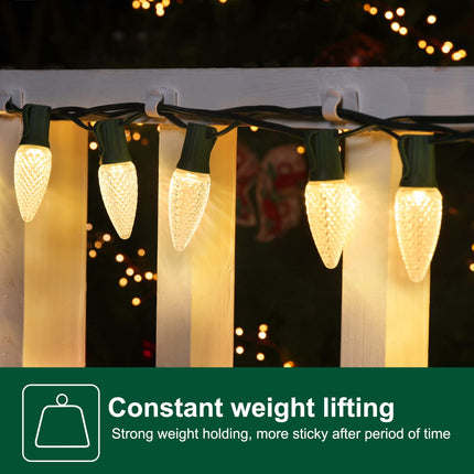 Brightown White Light Clips - Strongly Sticky with 25-Clips, 30-Stickers Christmas Light Clips, UV-Resistant Material, Decorate Damage- Cable Clips for Indoor Outdoor String Lights