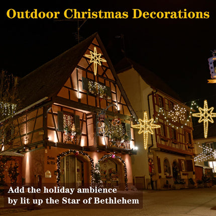 22" Star of Bethlehem Outdoor Lights, Metal Frame Waterproof 96 LEDs Warm Yellowish Lights,LED Lights for Christmas Nativity Scene Outdoor Yard Porch Festival Wedding Party,Time Switch