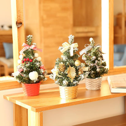 alfyng 3pcs Mini Tabletop Christmas Tree, 7.87 inch Artificial Xmas Pine Tree, Miniature Christmas Tree with Basket Base Perfect for Christmas Decorations, Home, Kitchen, Dining Table