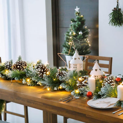 Artiflr 9Ft Artificial Christmas Pine Garland, Prelit Christmas Garland with Large Pine Cones for Holiday Season Mantel Fireplace Table Runner Centerpiece Decor