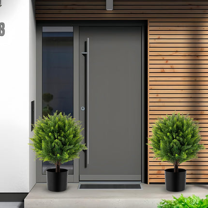 21 inch (53cm) Artificial Cedar Ball Trees, Decorated in Front of Indoor and Outdoor Garden Doors, UV Resistant Artificial shrubs and Potted Plants(1pcs)