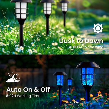 Solar Lights Outdoor, 8 Pack Solar Torch Light with Blue Flickering Flame,Solar Garden Lights Waterproof for Outdoor Decor, Yard, Patio,Pathway,Walkway.