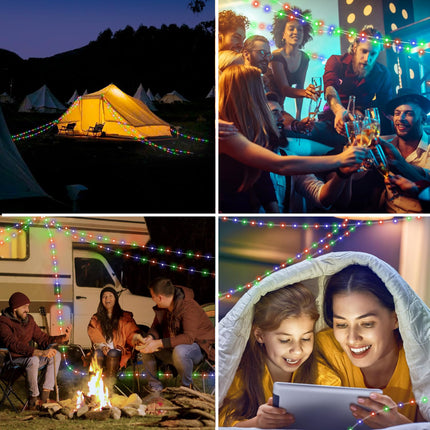 HAMLITE Camping String Lights,2 in 1 Outdoor Waterproof Portable Stowable String Light with 5 Lighting Modes(32.8Ft), USB Camping Lights, Rechargeable String Lights for Camping Yard Hiking,Christmas