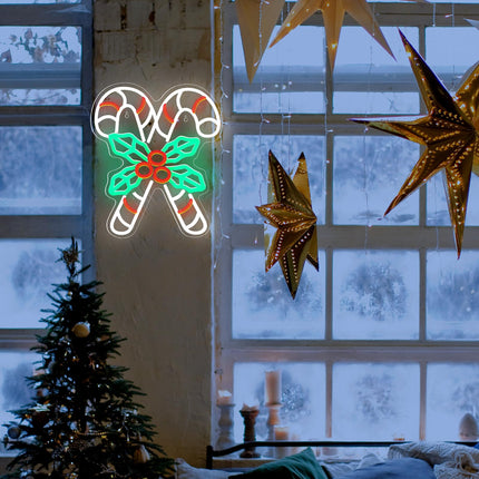 Xuhal Christmas Candy Neon Sign Light 14.2 x 11.8 inches Neon Lights Signs LED Sign USB Powered Home Wall Decor Light Up Acrylic Room Decorations for Bedroom Bar Night Light Art Accessories