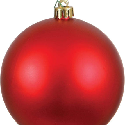 Vickerman 6" Red Matte Ball Christmas Ornament, Shatterproof UV Resistant Plastic, Set of 4 for Christmas Tree Decor - Floral Wire for Reliable Hanging.