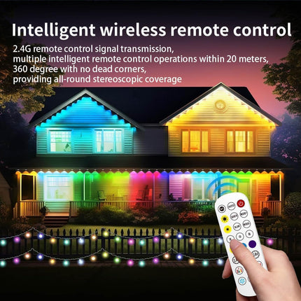 Permanent Outdoor String Lights 50ft, Smart RGB App Control Outdoor Lights with 30 LEDs, LED Eaves Lights IP67 Waterproof, House Roof Outdoor Lighting for Party, Daily, Halloween, Christmas, Garden