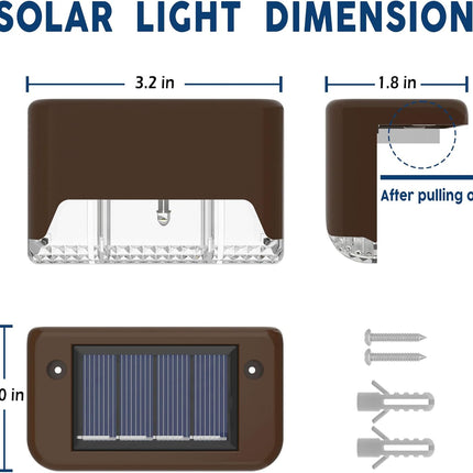 Otdair Solar Deck Lights, 16 Solar Step Lights Waterproof Led Solar Stair Lights, Outdoor Solar Fence Lights For Deck, Stairs