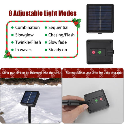 Quimoy 12Pcs Candy Cane Lights, 21'' Solar Christmas Decorations Outdoor, Candy Cane Pathway Lights with 8 LightingModes,Waterproof Christmas Yard Decorations for Lawn Driveway Walkway Sidewalk