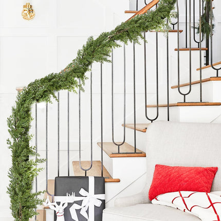6FT Pine Christmas Garland, Christmas Greenery Garland,Realistic Cedar Garland Cypress Garland for Home Holiday Mantel Fireplace Table Centerpiece Decoration