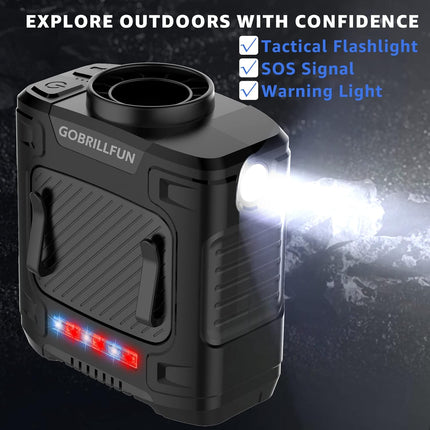 Mini Portable Waist Fan, Clip On Belt Fan, With Tactical Flashlight Sos Signal, Personal Shirt Fan Clip For Camping, Hiking