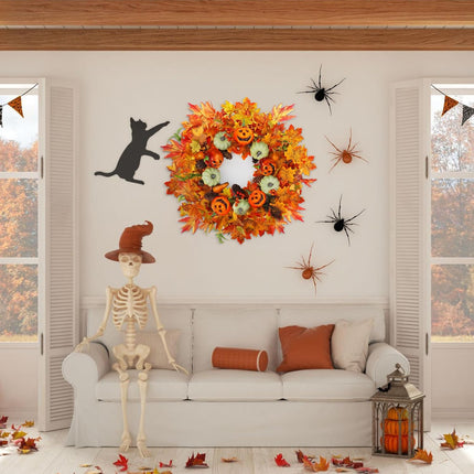 22 Inch Fall Wreath for Front Door Outside, ZOXILEN Pumpkin Wreath with Berries Maple Leaves Pine Cones, Fall Harvest Wreaths Autumn Farmhouse Wreath for Thanksgiving Christmas Indoor Outdoor Decor