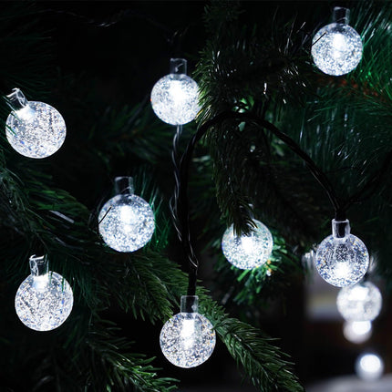 White 2-Pack 100 LED 64FT Crystal Globe Solar Christmas Lights Outdoor, Waterproof Solar String Lights Outdoor Decorative, 8 Lighting Modes Solar Patio Lights for Christmas Decor Garden Wedding Party