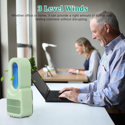 Conbola Desk Fan, 11.8 Inch Bladeless Fan Small Table Fan Air Cooler, Portable Rechargeable Breeze Quiet Fan With Touch Control 5