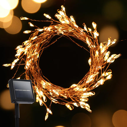 Dailyart Solar String Lights Outdoor, 120 LED Waterproof Solar Christmas Lights with 8 Lighting Modes for Tree Yard Garden Party Xmas Decorations, Warm White