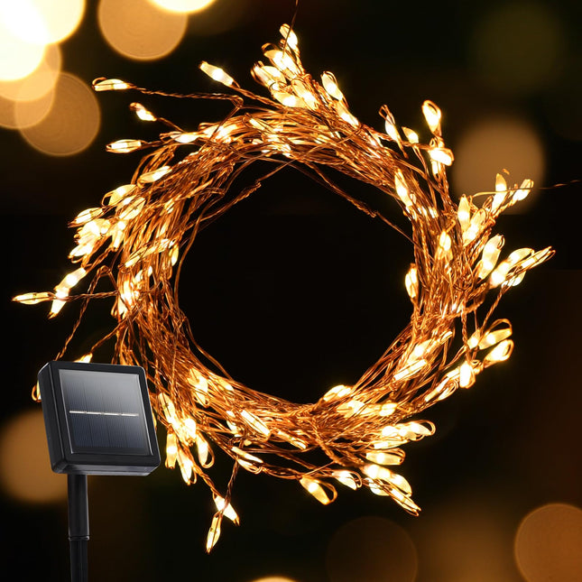 Dailyart Solar String Lights Outdoor, 120 LED Waterproof Solar Christmas Lights with 8 Lighting Modes for Tree Yard Garden Party Xmas Decorations, Warm White