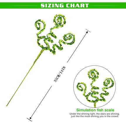 6PC Set Green Christmas Decoration Picks,Sequins Candy Shape Curly Pick, Christmas Tree Decorations Home Office Party Decorations s
