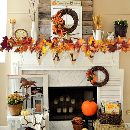 DearHouse 3 Pack Fall Garland Maple Leaf, 5.9Ft/Piece Hanging Vine Garland Artificial Autumn Foliage Garland Thanksgiving Decor for Home Wedding Fireplace Party Christmas