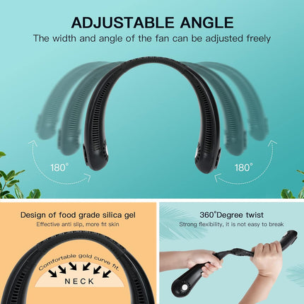 Neck Fans Portable Rechargeable 2400Mah Cufun Portable Neck Fan 360° Surround Wind Ventilador De Cuello Portatil 3 Wind Speeds