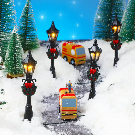 Christmas Lamp Post Village Accessories Village Fairy Lamp Train Lantern Lamp Miniature Street Lamp Decorative Street Lights for DIY Dollhouse Village Pathway (Simple Style, 8 Pieces)