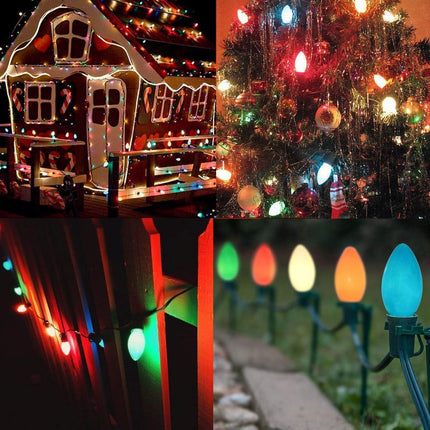 25 Pack C9 Replacement Christmas Light Bulbs, 0.6 Watt C9 Multicolor Ceramic LED Light Bulbs for Christmas Indoor Outdoor Patio Halloween Party String Lights, C9/E17 Candelabra Base