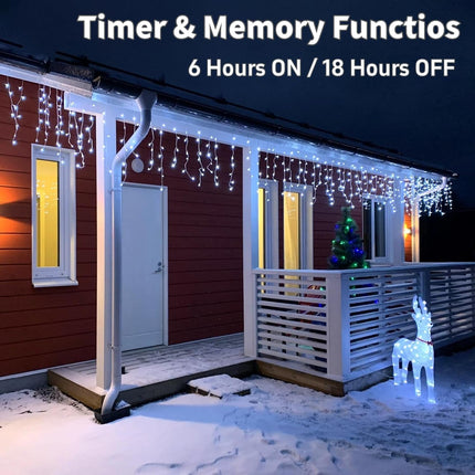 LED Icicle Lights Outdoor 32.8FT, Cool White 400 LED Christmas Indoor Decorations String Lights with Timer Remote, Plug in Waterproof 8 Modes Twinkling Fairy Lights for Xmas, Thanksgiving, Party, Yard