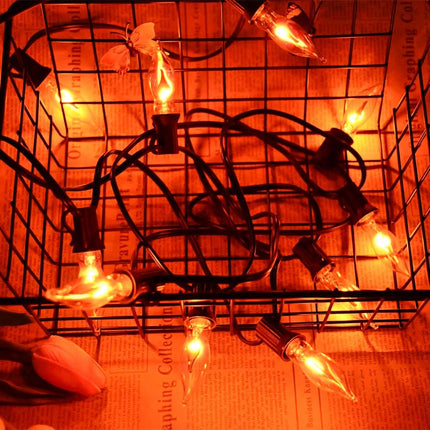 10FT Flickering Amber Flame C18 Religion Lights Christmas Lights Decor Party Room Garden Docor 1 Watt, 120 Volt, Green