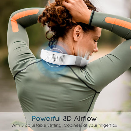 Cooling Neck Fan, Hands Free Bladeless Neck Fan With Cooling Plate OneButton Instant Cool Down Neckband Fan 4400 Mah Battery