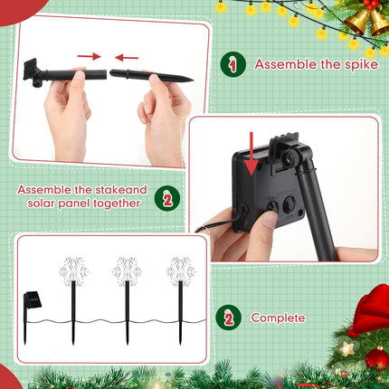 Retisee 10 Pcs Solar Christmas Pathway Lights Snowflake Garden Decorative Stake Light Waterproof Solar Powered Outdoor Christmas Decoration Snowflake Stake Lights Outdoor for Landscape Patio Yard Lawn