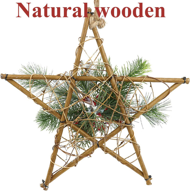 Christmas Mistletoe Decoration, Christmas Pentagram Frost Wreath Outdoor Christmas Decoration Hanging 12 inch Pentagram, Furniture Decoration of Two Sets