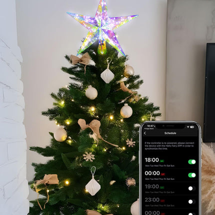 Christmas Tree Star 50LEDs, 11.5'' Smart Lighted Tree Topper Christmas Tree Decorations, 18 Modes, Bluetooth App Control with Timer, Star Tree Topper LED Christmas Lights Indoor Outdoor
