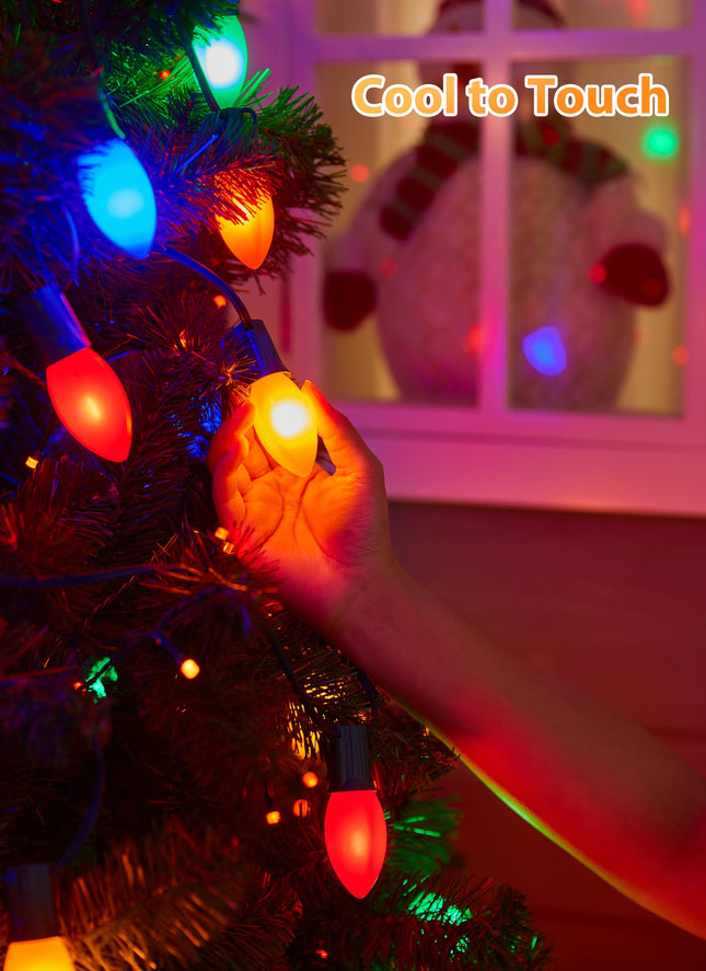 Vintage C9 LED Christmas Lights Outdoor, 150 Feet C9 String Lights with 75 Shatterproof C9 Bulbs, Waterproof Connectable Commercial Christmas Tree Lights for Outside Roofline Patio Decor, Multicolor