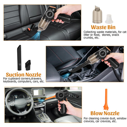 Car Vacuum Cleaner, Cordless Handheld Vacuum, 9000 Pa Portable Mini Vacuum With Multinozzles, Rechargeable 2In1 Car Vac & Air Blower For Carcomputerkeyboarddeskhomepetsewing Machine