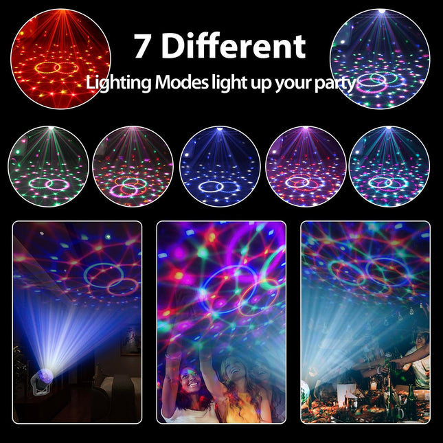 [3-Pack] Disco Ball DJ Party Lights Sound Activated with Remote Control Strobe Lamp 7 Modes Stage Light for Home Room Dance Parties Karaoke Halloween Christmas Birthday Decorations