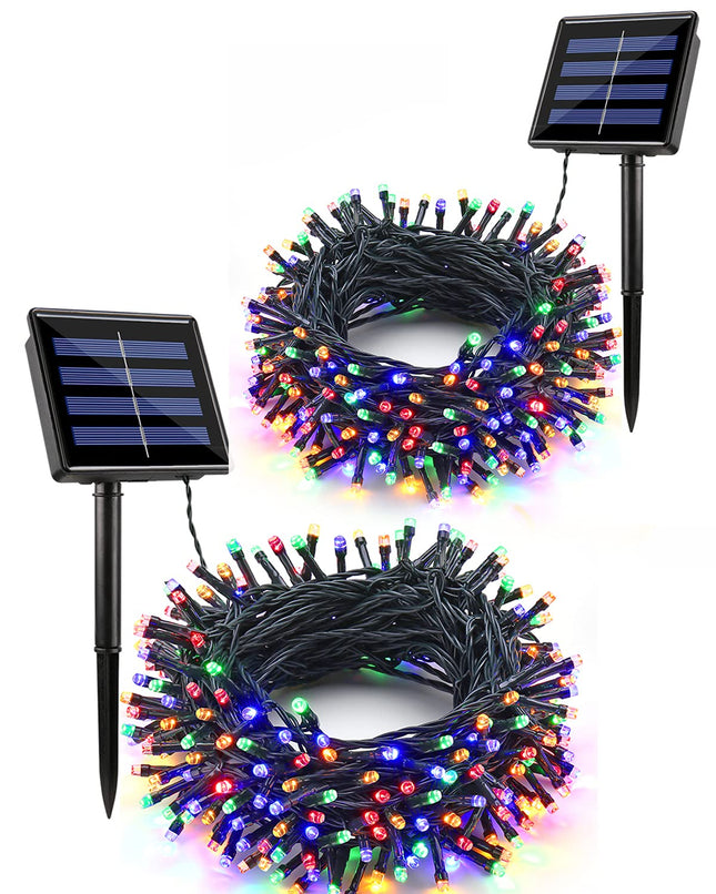 Flacchi 2 Pack Solar String Lights Each 72ft 200 LED 8 Modes Outdoor String Lights Waterproof Solar Fairy Lights for Garden, Patio, Fence, Balcony, Outdoors,Holiday Decoration