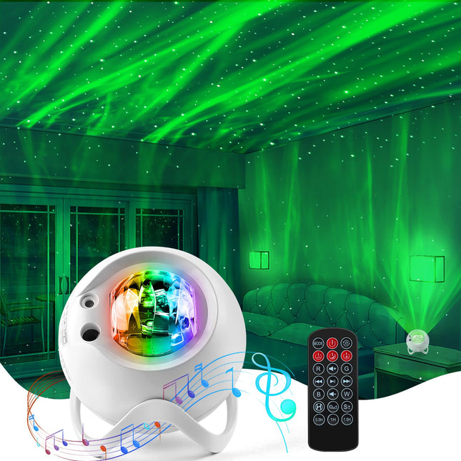 Aurora Northern Light Galaxy Projector: White Noise LED Stars Night Lights for Bedroom with Bluetooth Remote Timer Multi Colors, Mood Lighting Room Decor, 60+ Light Effects