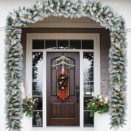 Christmas Garland with Lights - Xmas Garlands with Timer - Indoor Lighted Pine Cone Christmas Garlands with 50 LED Battery Powered String Light for Outdoor, Party, Home Decoration, 9 Ft by 10 Inch