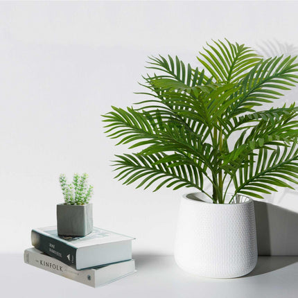 Aveyas 28 inch Fake Table Palm Tree, Faux Small Potted Plant Artificial Silk Tropical Areca Trees for Indoor Outdoor House Living Room Office Desk Tabletop Home Decor (28 in)