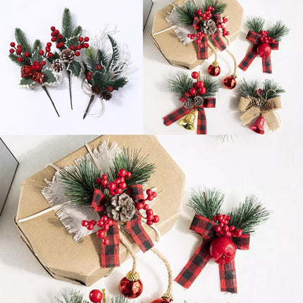 TIHOOD 35PCS Artificial Green Pine Needles Branches -Small Pine Twigs Stems Picks-Fake Greenery Pine Picks for Christmas Garland Wreath Embellishing and Home Holiday Garden Decoration