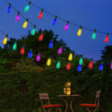 LED Outdoor String Lights Waterproof 50FT Christmas Patio Lights with 27 ST38 Shatterproof Multicolor Bulbs(2 Spare), Connectable Outside Hanging Christmas Lights for Backyard Yard Gazebo Porch Party