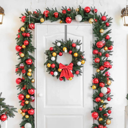 Whaline 2Pcs Christmas Wreath Hanger, 15 Inch Wreath Hangers for Front Door Plaids Xmas Wreath Door Hanger Long Metal Over The Door Wreath Hook Hanger for Xmas Wreath Home Decoration