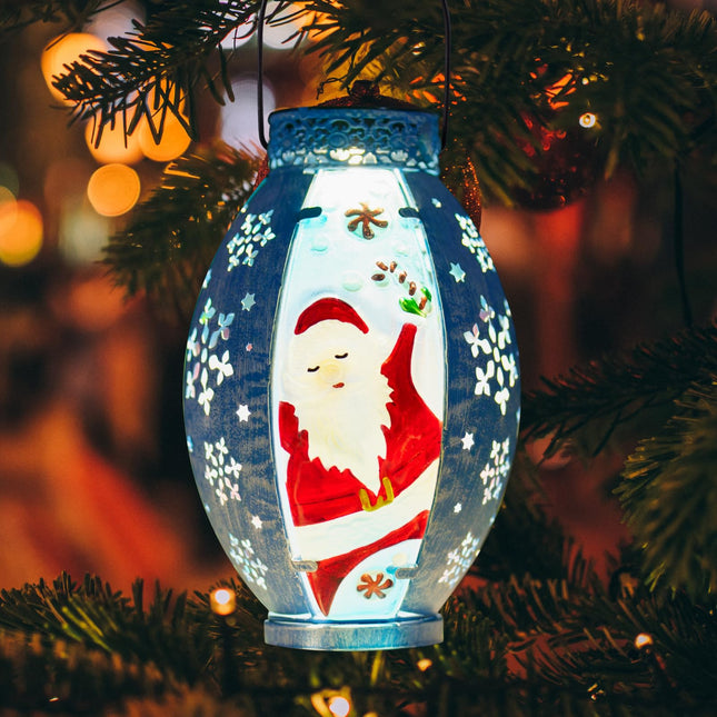 Christmas Solar Lanterns Outdoor Waterproof, Santa Claus Hanging Solar Christmas Lantern Lights for Outside Yard Patio Porch Garden, Solar Christmas Decorations s for Kids Women Adults