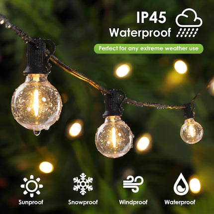 Mlambert 100Ft LED Outdoor String Lights, Dimmable Patio Lights, Waterproof Shatterproof 50+3 G40 Globe Bulb Lights for Backyard Bistro-Black 1 Pack