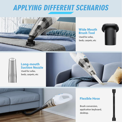 Handheld Vacuum Cordless,Car Vacuum Portable Cordless,Hand Vacuum Cordless Rechargeable With Led Light20 Mins Runtime,Dust Busters Hand Vacuum For Home And Office Cleaning