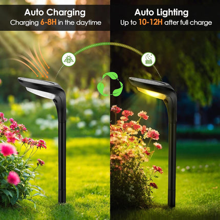 Solar Pathway Lights Outdoor, Upgraded Brighter Solar Garden Lights Waterproof, 3500K 6500K Landscape Lighting Modes Solar Lights