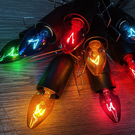 25 Pack 5W 120 Volt E12 Socket C7 Multicolor Christmas Replacement Bulbs, C7 Outdoor Indoor String Light Replacement Bulbs
