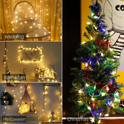 Star String Lights 10Ft 20 LED Fairy Lights Battery Operated Waterproof Indoor Outdoor Twinkle Christmas Lights for Bedroom Party Wedding Xmas Tree Decoration (Warm White)