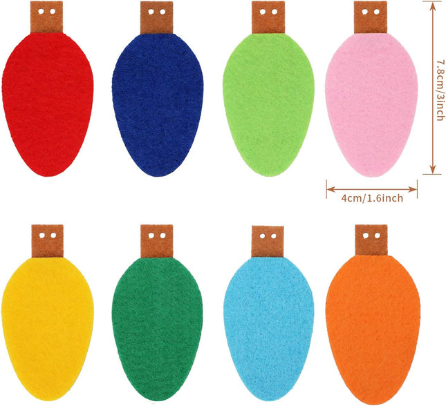 Boao 4 Pcs Felt Christmas Garland Felt Ball Christmas Light Bulb Garland Decor Xmas Rainbow Bulbs Garland for Home Christmas Tree Wall Party Decorations (Bright Color)
